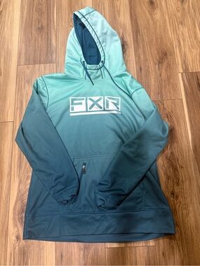 FXR Womens Gradient Teal Hooded Pullover Jacket